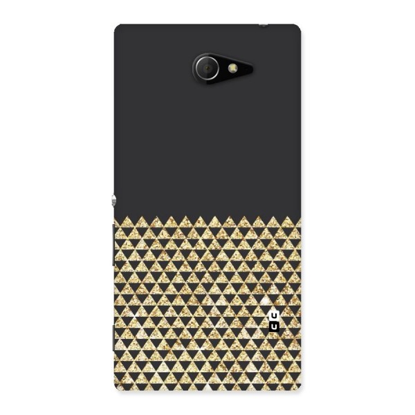 Dark Grey Golden Triangles Back Case for Sony Xperia M2