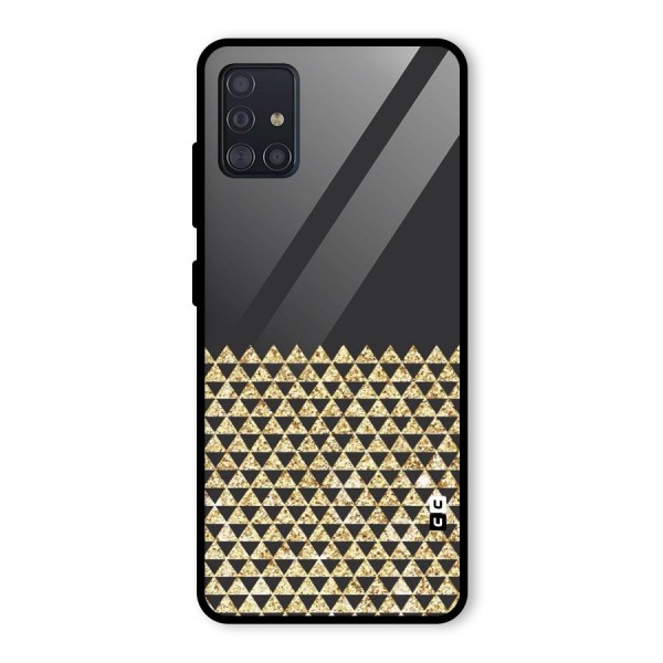 Dark Grey Golden Triangles Glass Back Case for Galaxy A51