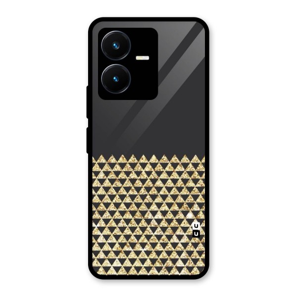 Dark Grey Golden Triangles Glass Back Case for Vivo Y22