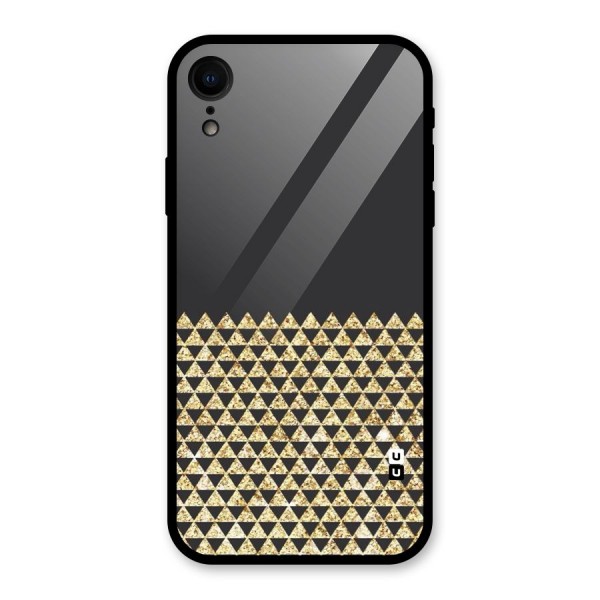 Dark Grey Golden Triangles Glass Back Case for XR