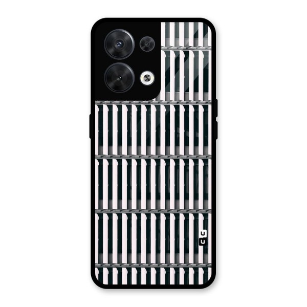 Dark Lines Pattern Glass Back Case for Oppo Reno8 5G