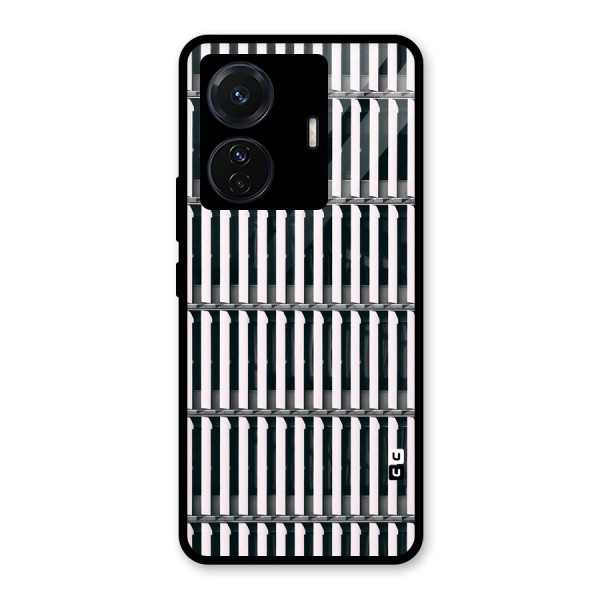 Dark Lines Pattern Glass Back Case for Vivo T1 Pro