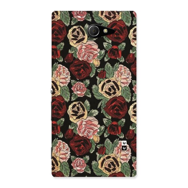 Dark Pastel Flowers Back Case for Sony Xperia M2