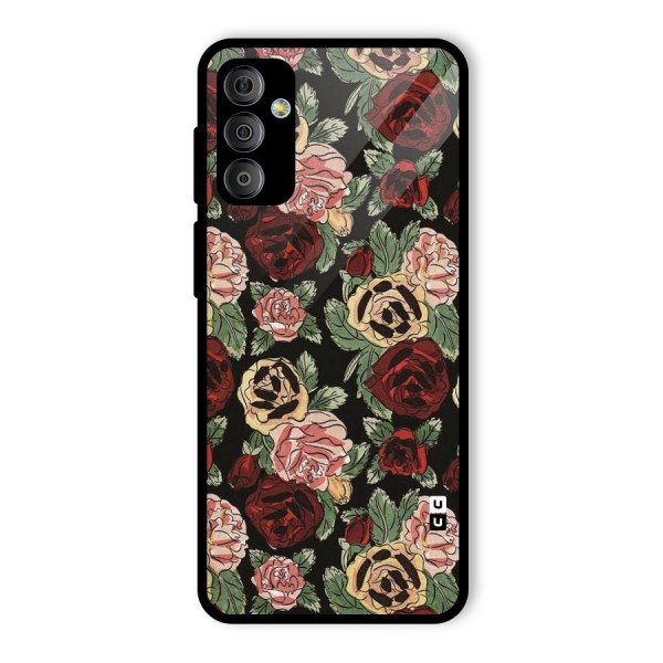 Dark Pastel Flowers Glass Back Case for Galaxy F23