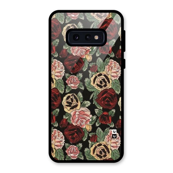 Dark Pastel Flowers Glass Back Case for Galaxy S10e