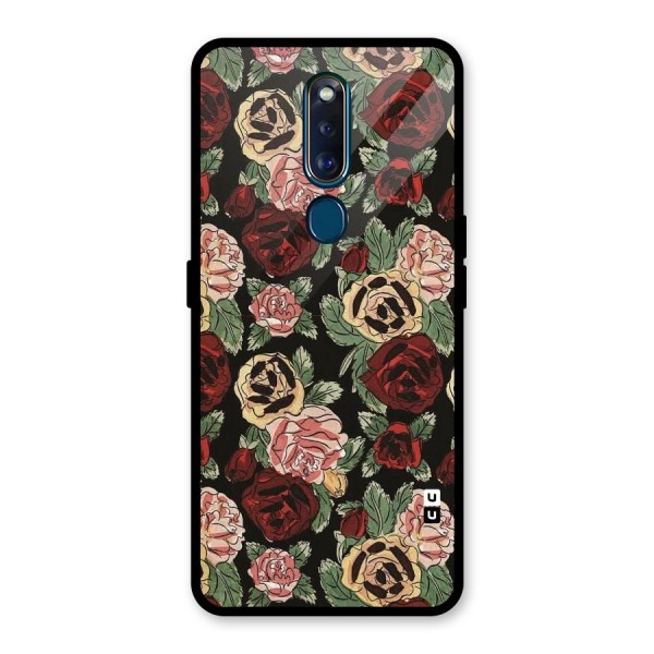 Dark Pastel Flowers Glass Back Case for Oppo F11 Pro