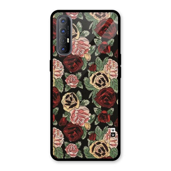 Dark Pastel Flowers Glass Back Case for Oppo Reno3 Pro