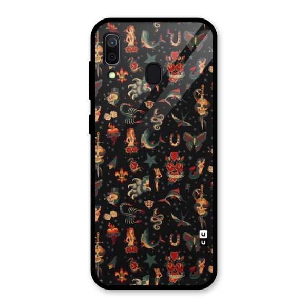 Dark Pattern Glass Back Case for Galaxy A30