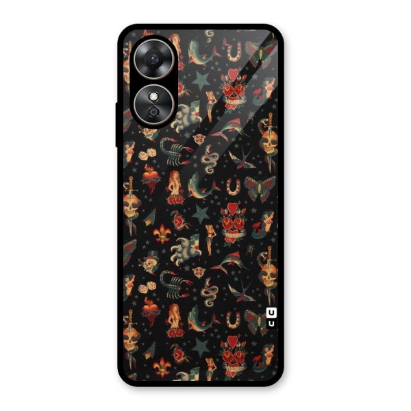 Dark Pattern Glass Back Case for Oppo A17