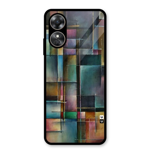 Dark Square Shapes Glass Back Case for Oppo A17