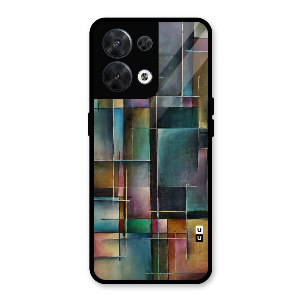 Dark Square Shapes Glass Back Case for Oppo Reno8 5G