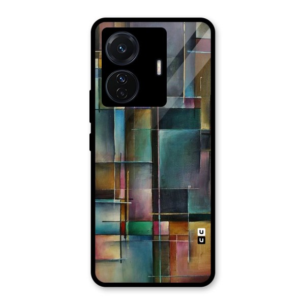 Dark Square Shapes Glass Back Case for Vivo T1 Pro