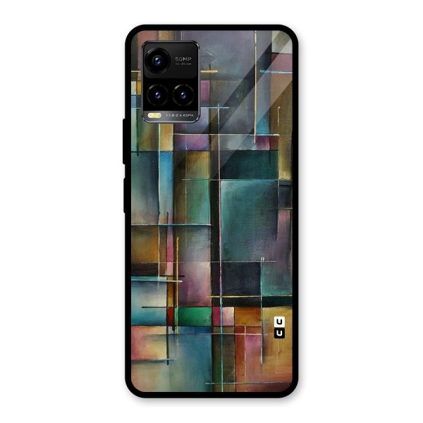 Dark Square Shapes Glass Back Case for Vivo Y21 2021