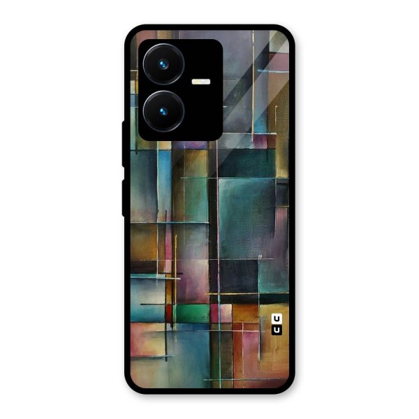 Dark Square Shapes Glass Back Case for Vivo Y22