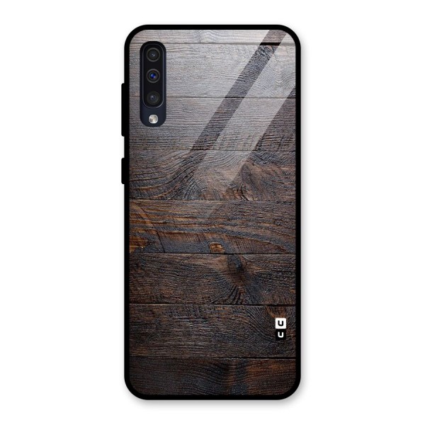 Dark Wood Printed Glass Back Case for Galaxy A50