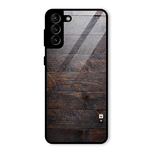 Dark Wood Printed Glass Back Case for Galaxy S21 Plus