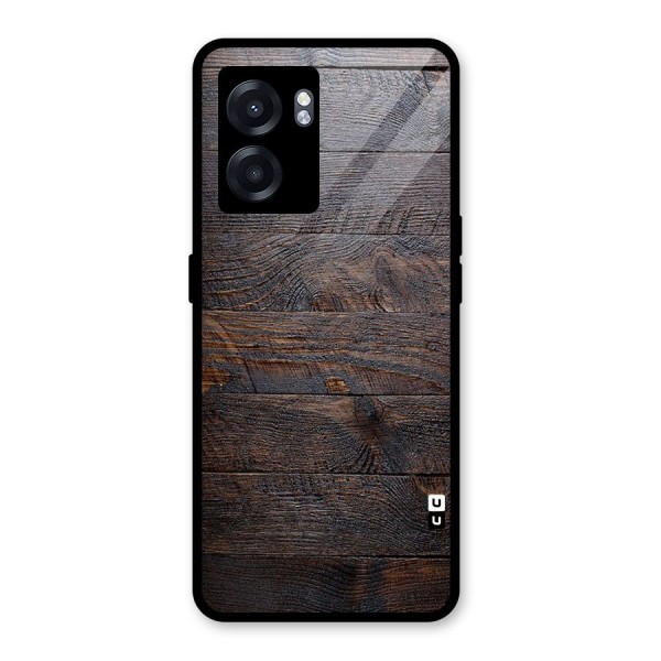 Dark Wood Printed Glass Back Case for Oppo K10 (5G)