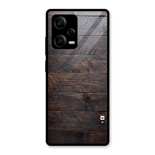 Dark Wood Printed Glass Back Case for Redmi Note 12 Pro