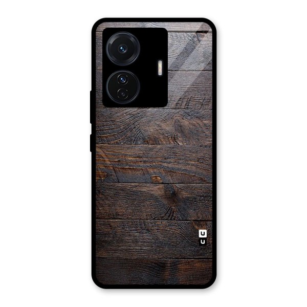 Dark Wood Printed Glass Back Case for Vivo T1 Pro