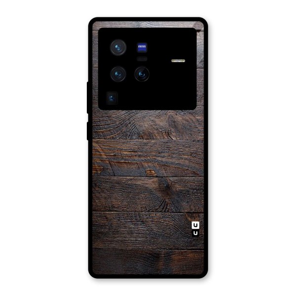 Dark Wood Printed Glass Back Case for Vivo X80 Pro