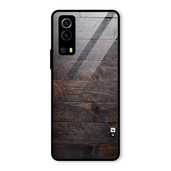 Dark Wood Printed Glass Back Case for Vivo iQOO Z3