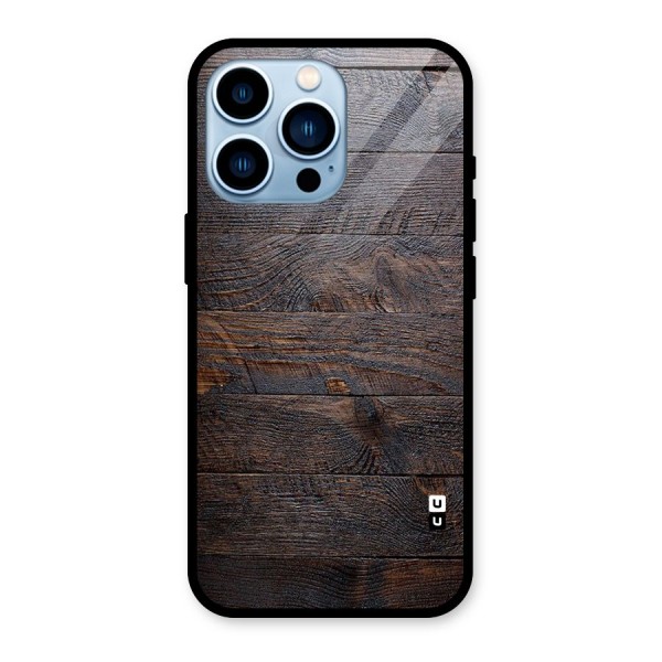 Dark Wood Printed Glass Back Case for iPhone 13 Pro