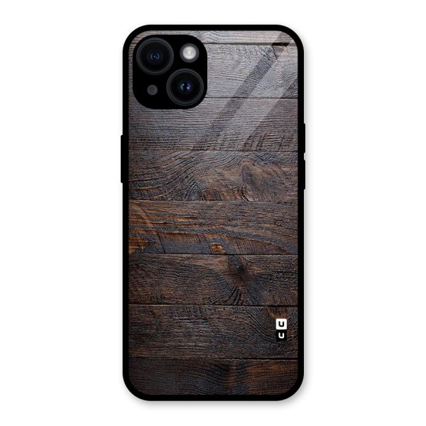Dark Wood Printed Glass Back Case for iPhone 14