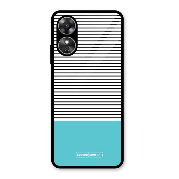 Deep Sky Blue Stripes Glass Back Case for Oppo A17