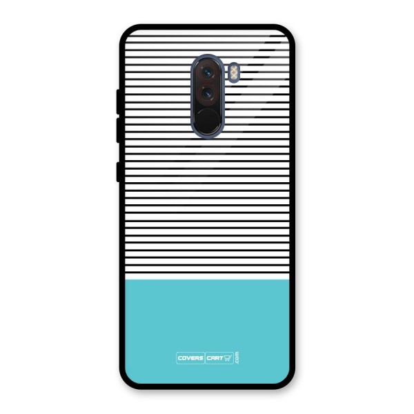 Deep Sky Blue Stripes Glass Back Case for Poco F1