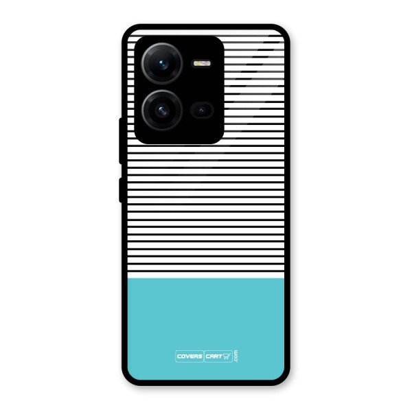 Deep Sky Blue Stripes Glass Back Case for Vivo V25