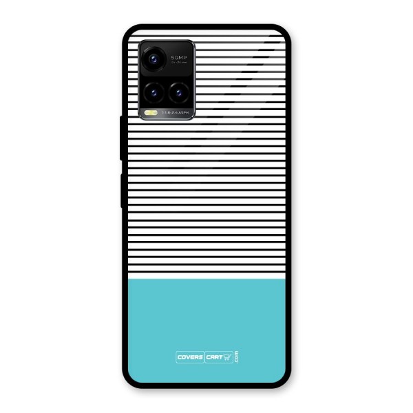 Deep Sky Blue Stripes Glass Back Case for Vivo Y33s