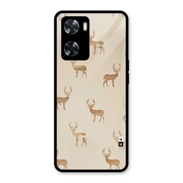 Deer Pattern Glass Back Case for Oppo A57 2022