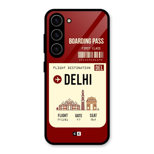 Delhi Boarding Pass Glass Back Case for Galaxy S23