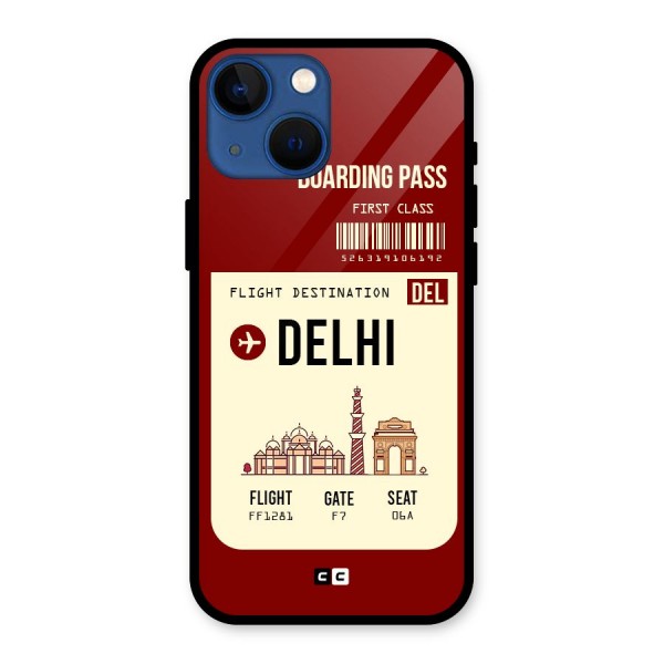 Delhi Boarding Pass Glass Back Case for iPhone 13 Mini