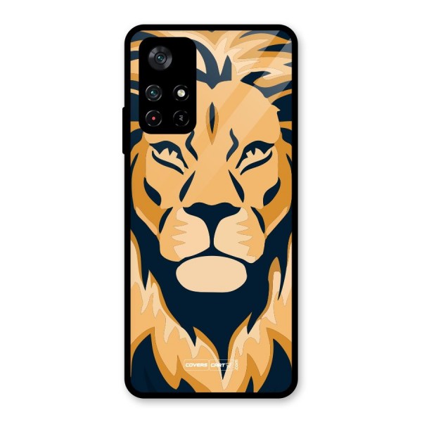 Designer Lion Glass Back Case for Poco M4 Pro 5G