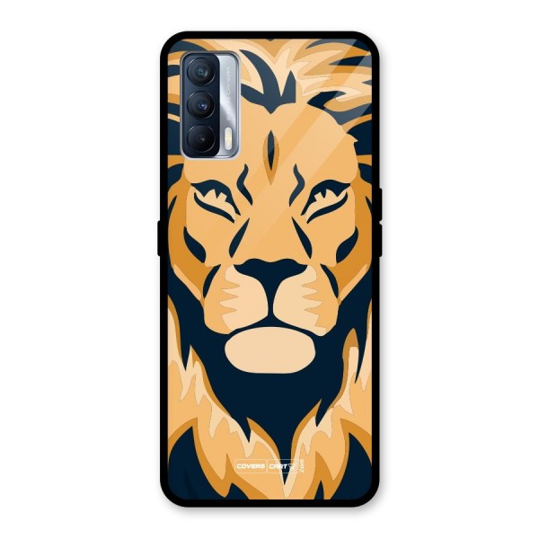 Designer Lion Glass Back Case for Realme X7