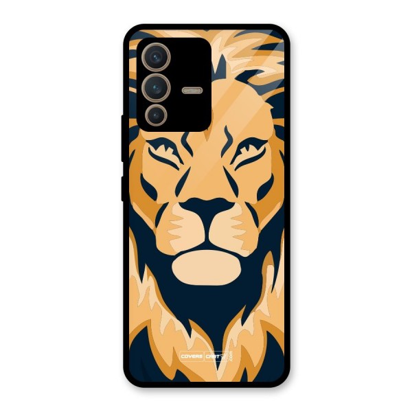 Designer Lion Glass Back Case for Vivo V23 5G