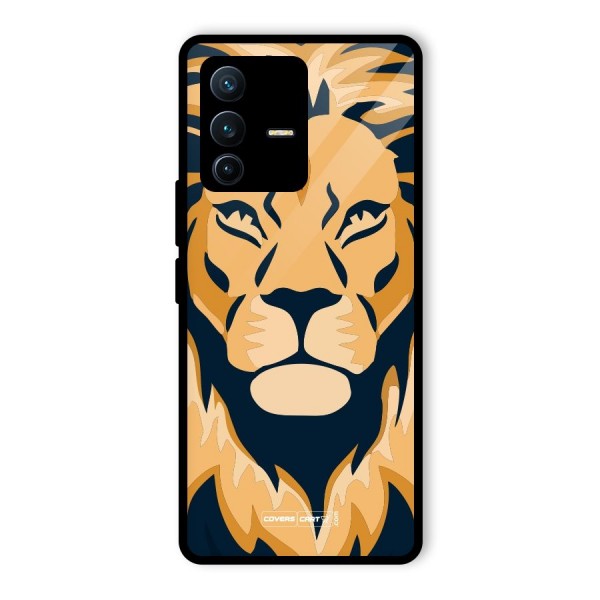 Designer Lion Glass Back Case for Vivo V23 Pro