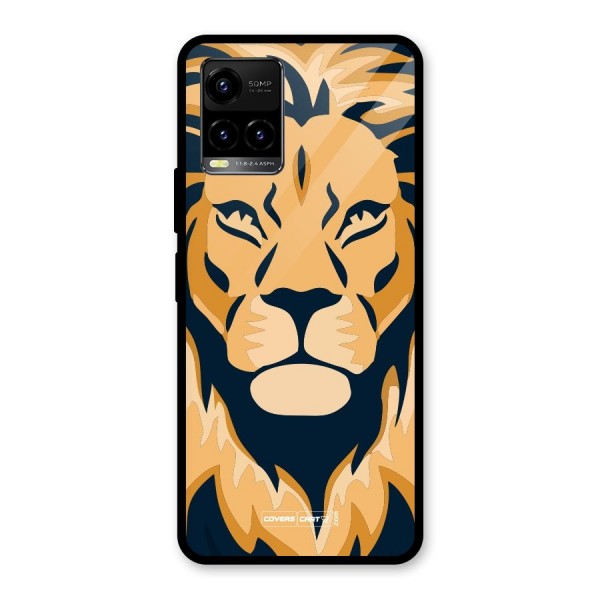 Designer Lion Glass Back Case for Vivo Y21 2021