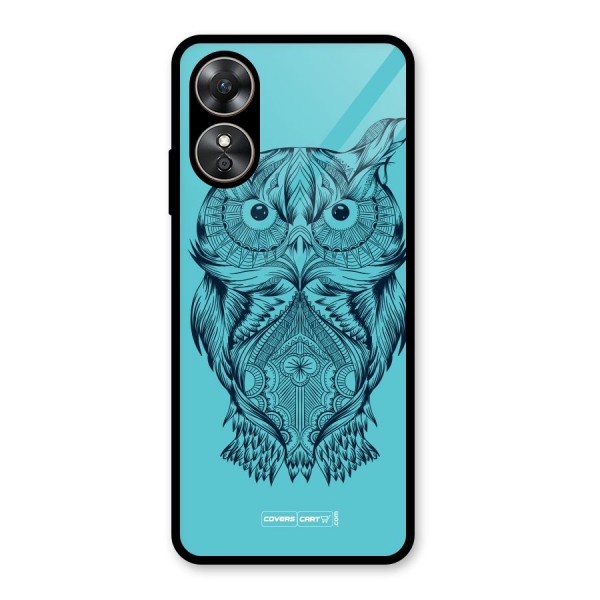 Designer Owl Glass Back Case for Oppo A17