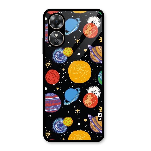 Designer Planets Glass Back Case for Oppo A17