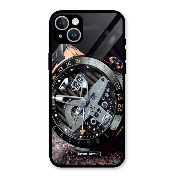 Designer Stylish Watch Glass Back Case for iPhone 14 Plus