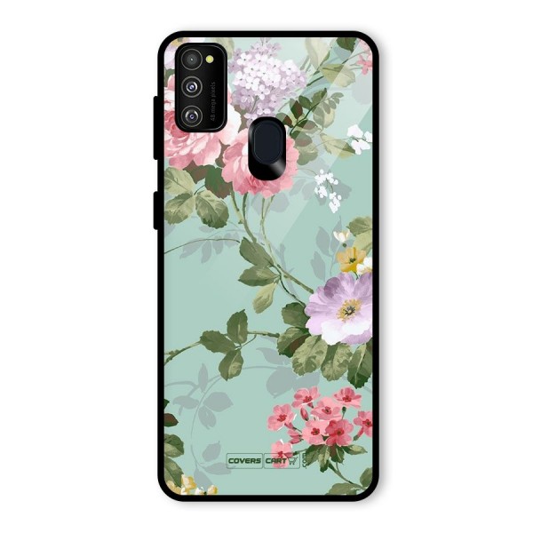 Desinger Floral Glass Back Case for Galaxy M21