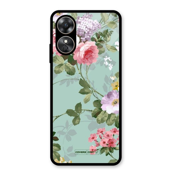 Desinger Floral Glass Back Case for Oppo A17