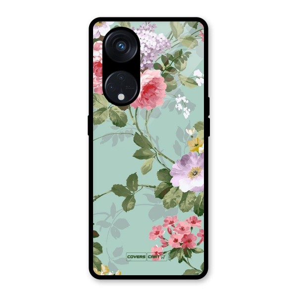 Desinger Floral Glass Back Case for Reno8 T 5G