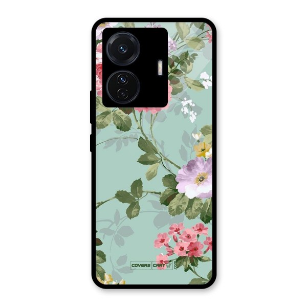 Desinger Floral Glass Back Case for Vivo T1 Pro