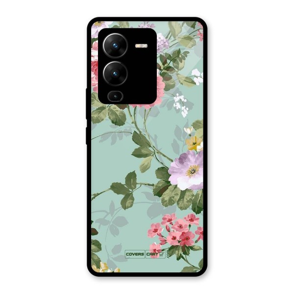 Desinger Floral Glass Back Case for Vivo V25 Pro