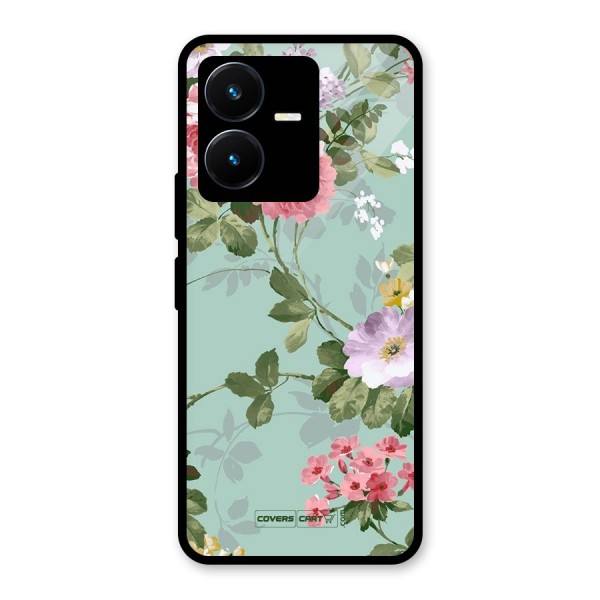 Desinger Floral Glass Back Case for Vivo Y22