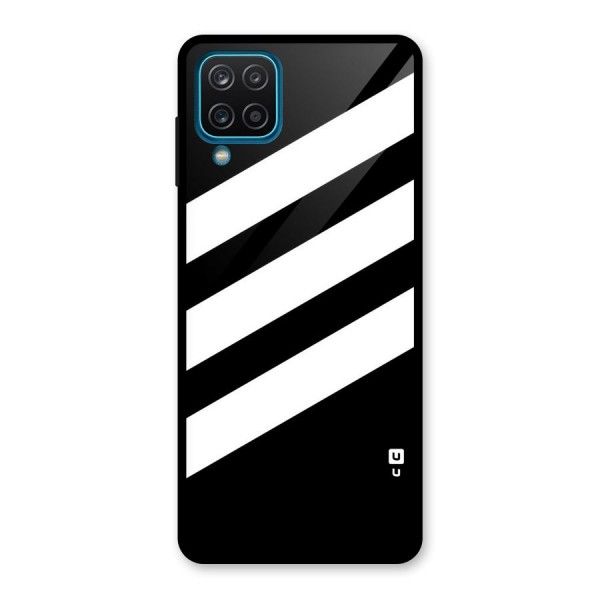 Diagonal Classic Stripes Glass Back Case for Galaxy A12