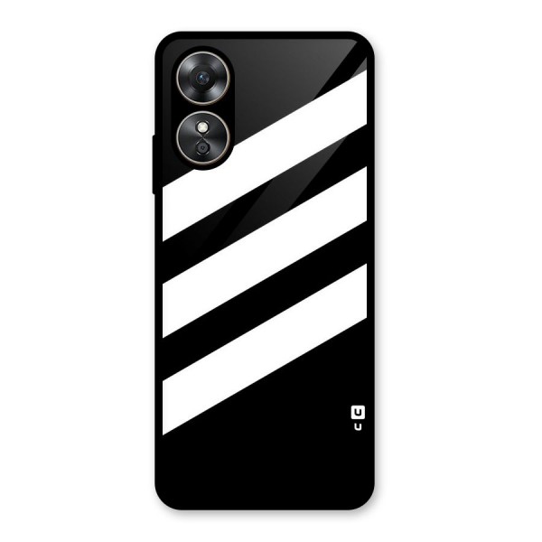 Diagonal Classic Stripes Glass Back Case for Oppo A17